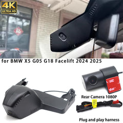 for BMW X5 G05 G18 Facelift 2024 2025 4K Dash Cam Wifi Camera Video Recorder