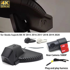 for Skoda Superb B8 3V 2015 2016 2017 2018 2019 2020 4K Dash Cam Wifi Camera Video Recorder