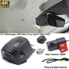 for Volkswagen VW Atlas Cross Sport 2020-2025 4K Dash Cam Wifi Camera Video Recorder