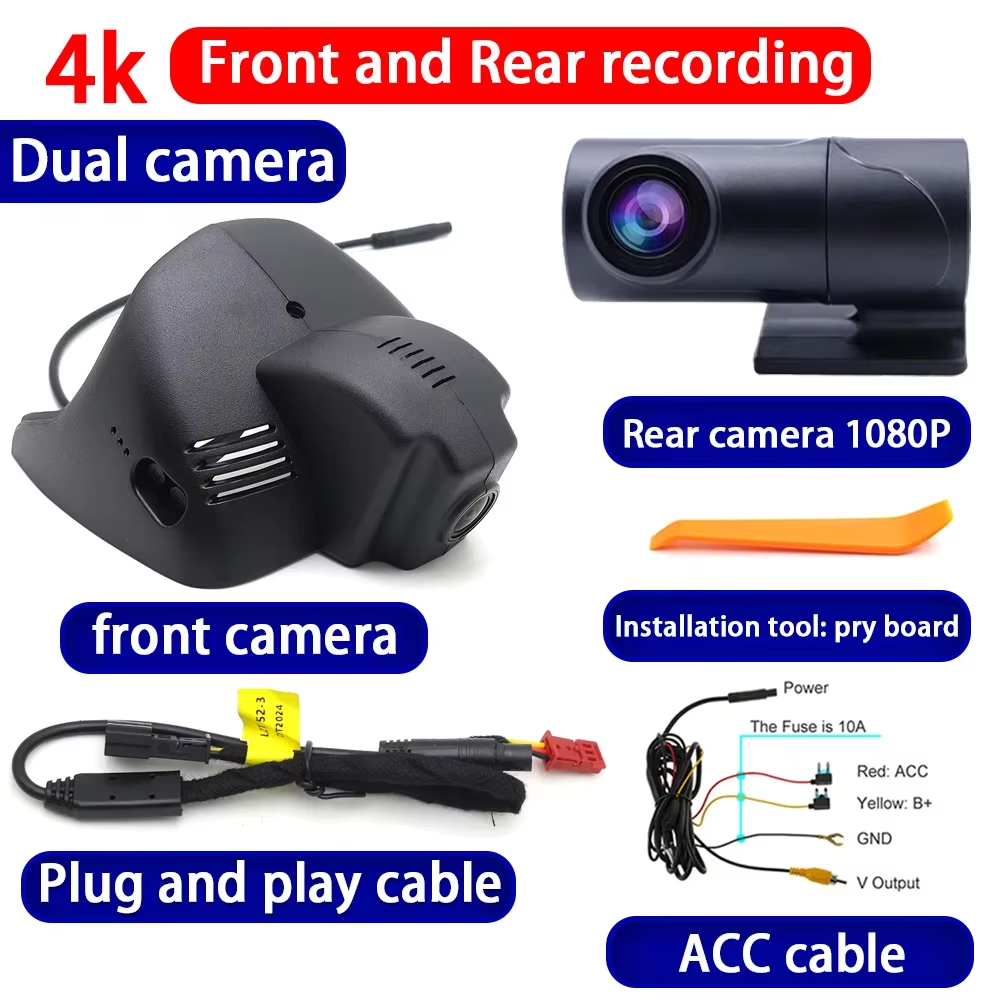 for Smart EQ Fortwo Forfour W453 C453 Cabriolet A453 Electric Drive 4K Dash Cam Wifi Camera Video Recorder