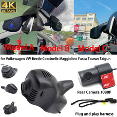 for Volkswagen VW Beetle Coccinelle Maggiolino Fusca Touran Taigun 4K Dash Cam Wifi Camera Video Recorder
