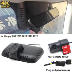 for Hongqi HS5 2019 2020 2021 2022 HUD 4K Dash Cam Wifi Camera Video Recorder