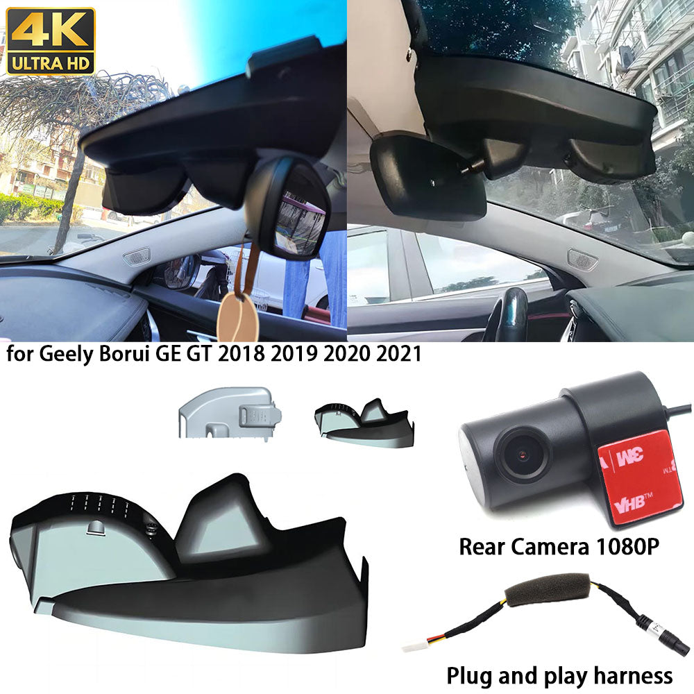 for Geely Borui GE GT 2018 2019 2020 2021 4K Dash Cam Wifi Camera Video Recorder