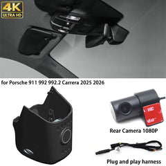 for Porsche 911 992 992.2 Carrera 2025 2026 4K Dash Cam Wifi Camera Video Recorder