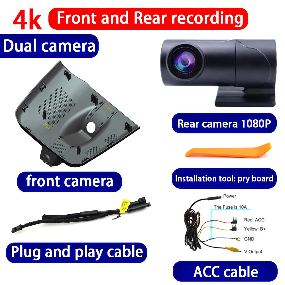 for Hongqi EH7 2023 2024 2025 HUD 4K Dash Cam Wifi Camera Video Recorder