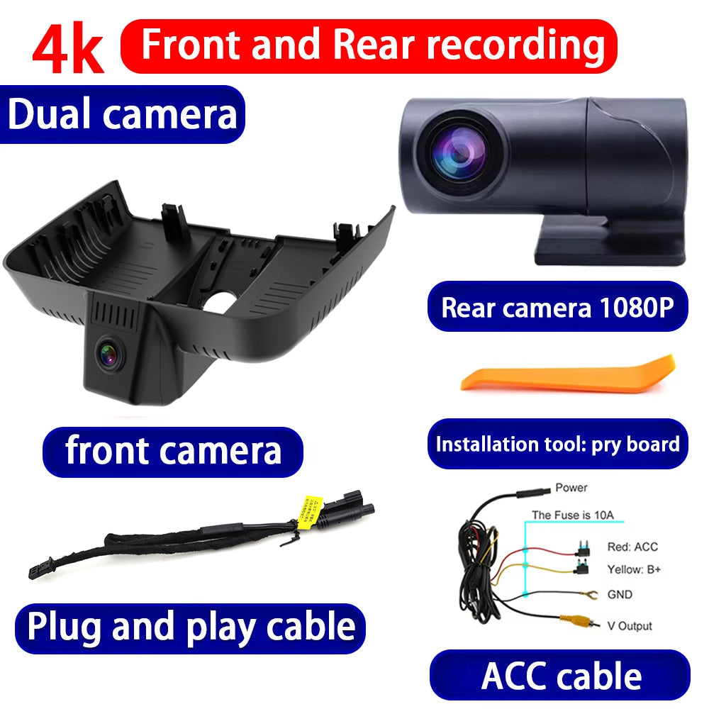 for Hongqi H9 2020 2021 2022 2023 2024 2025 HUD 4K Dash Cam Wifi Camera Video Recorder