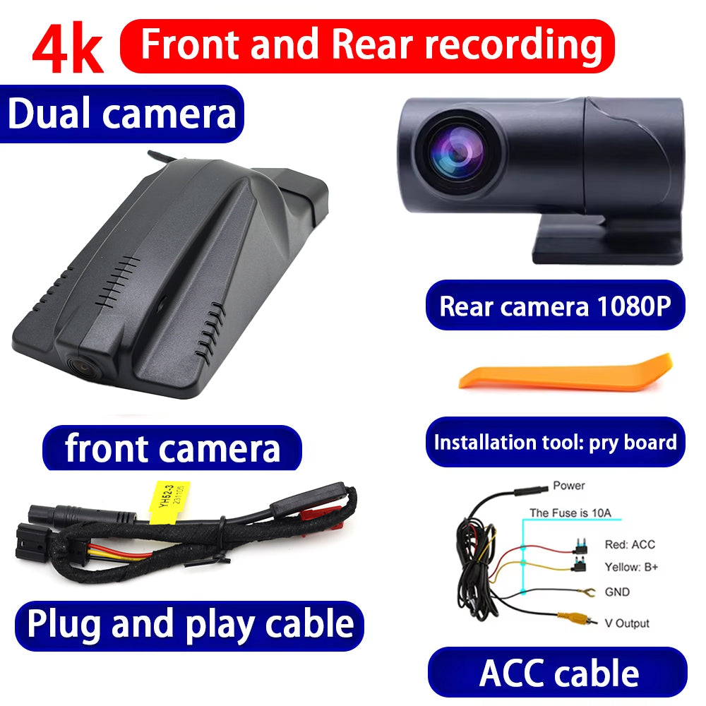 for Lincoln MKZ MKX MKC Nautilus Grand Legacy U540 HUD 4K Dash Cam Wifi Camera Video Recorder