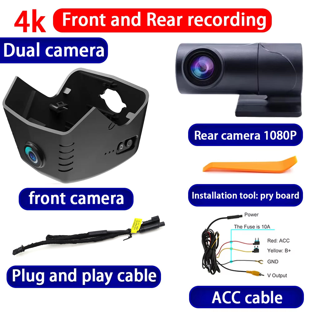 for Hongqi HS7 II 2023 2024 2025 HUD 4K Dash Cam Wifi Camera Video Recorder