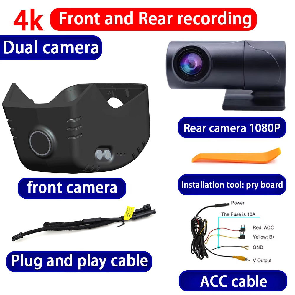 for Hongqi HS3 2023 2024 2025 HUD 4K Dash Cam Wifi Camera Video Recorder