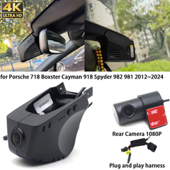 for Porsche 718 Boxster Cayman 918 Spyder 982 981 2012-2024 4K Dash Cam Wifi Camera Video Recorder