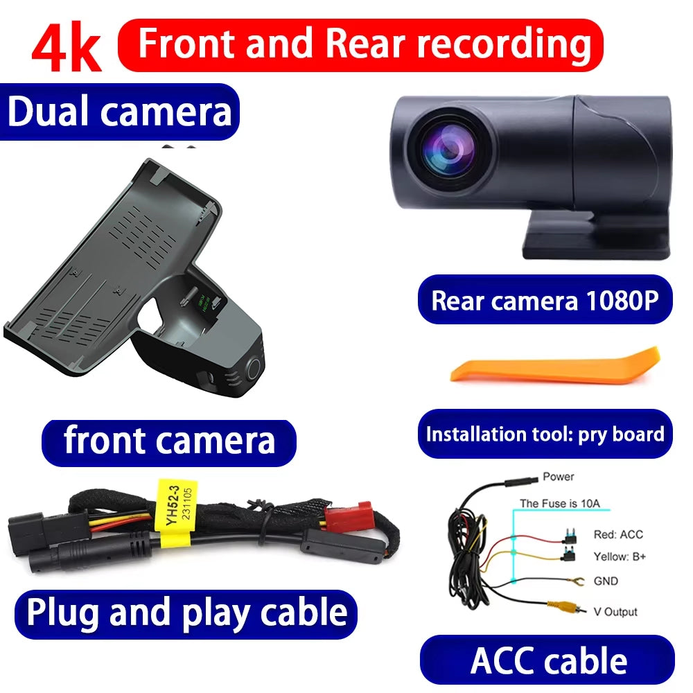 for Mini Cooper F65 F66 F67 3 5 Door Convertible 2025 4K Dash Cam Wifi Camera Video Recorder