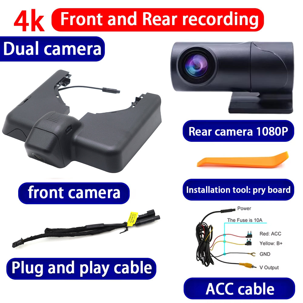 for Hongqi E111 E-QM5 E QM5 EQM5 2021-2025 HUD 4K Dash Cam Wifi Camera Video Recorder