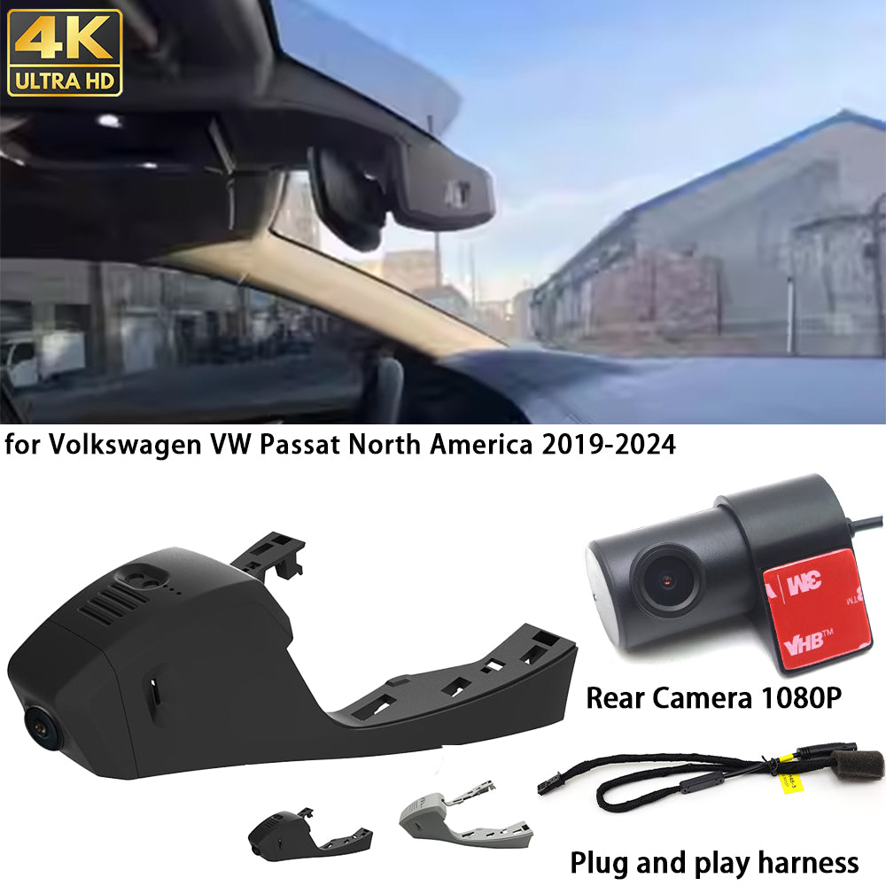 for Volkswagen VW Passat North America 2019-2024 4K Dash Cam Wifi Camera Video Recorder