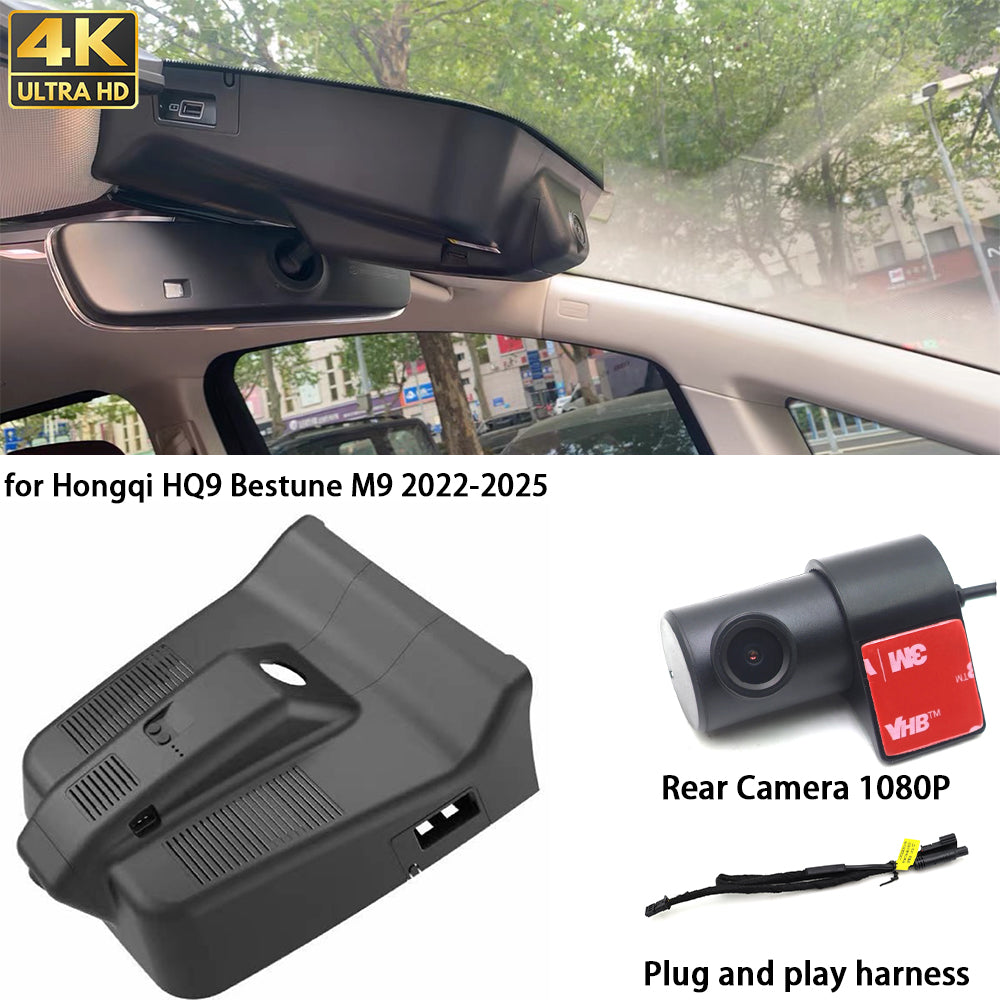 for Hongqi HQ9 Bestune M9 2022-2025 HUD 4K Dash Cam Wifi Camera Video Recorder