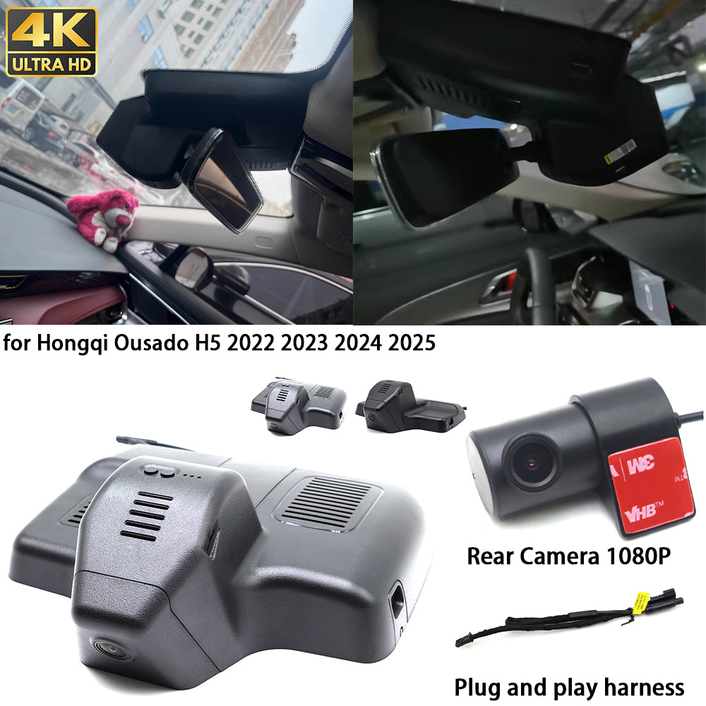 for Hongqi Ousado H5 2022 2023 2024 2025 4K Dash Cam Wifi Camera Video Recorder