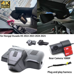 for Hongqi Ousado H5 2022 2023 2024 2025 4K Dash Cam Wifi Camera Video Recorder