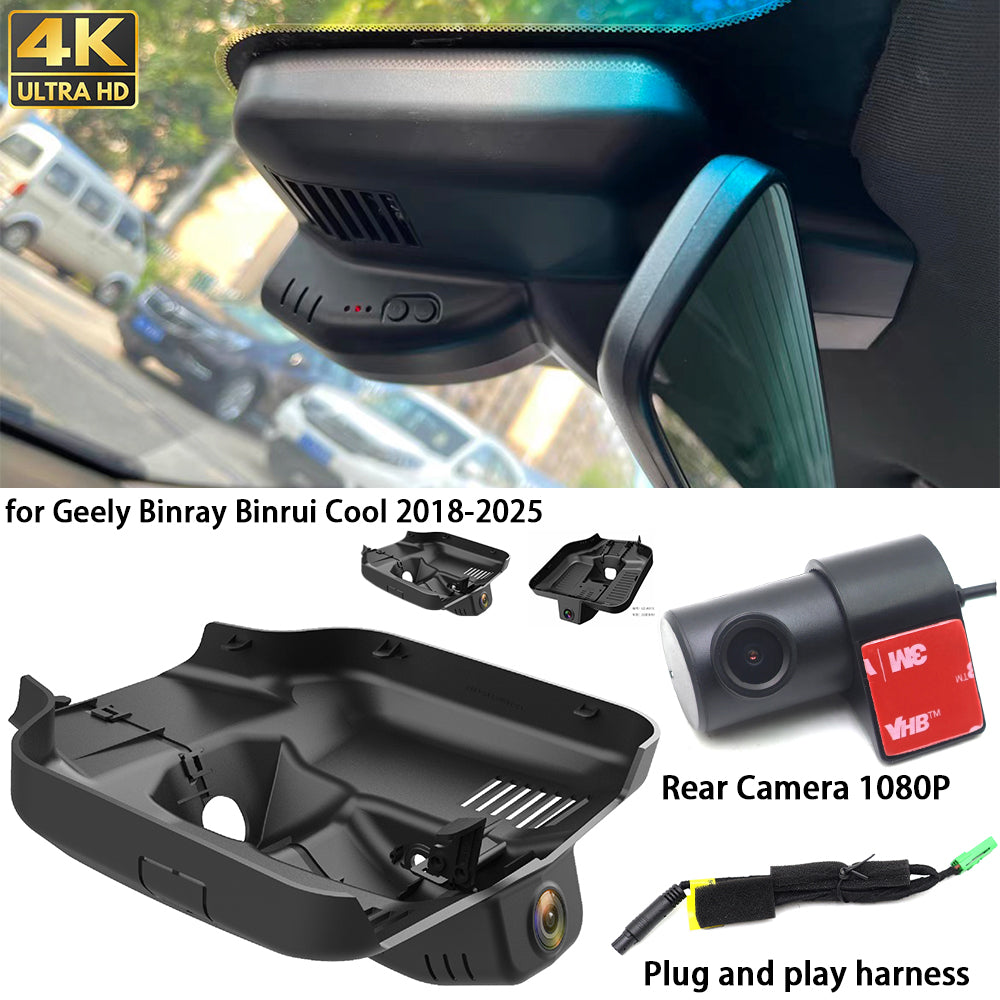 for Geely Binray Binrui Cool 2018-2025 4K Dash Cam Wifi Camera Video Recorder