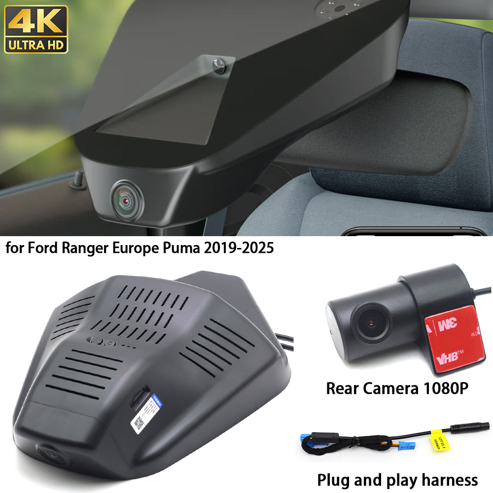 for Ford Ranger Europe Puma 2019-2025 4K Dash Cam Wifi Camera Video Recorder