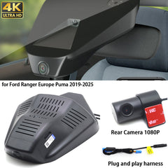 for Ford Ranger Europe Puma 2019-2025 4K Dash Cam Wifi Camera Video Recorder