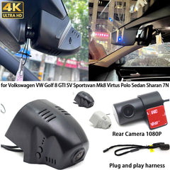 for Volkswagen VW Golf 8 GTI SV Sportsvan Mk8 Virtus Polo Sedan Sharan 7N 4K Dash Cam Wifi Camera Video Recorder