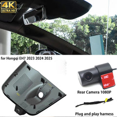 for Hongqi EH7 2023 2024 2025 HUD 4K Dash Cam Wifi Camera Video Recorder