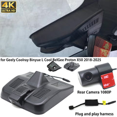 for Geely Coolray Binyue L Cool BelGee Proton X50 2018-2025 4K Dash Cam Wifi Camera Video Recorder
