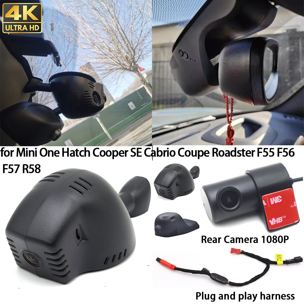for Mini One Hatch Cooper SE Cabrio Coupe Roadster F55 F56 F57 R58 4K Dash Cam Wifi Camera Video Recorder