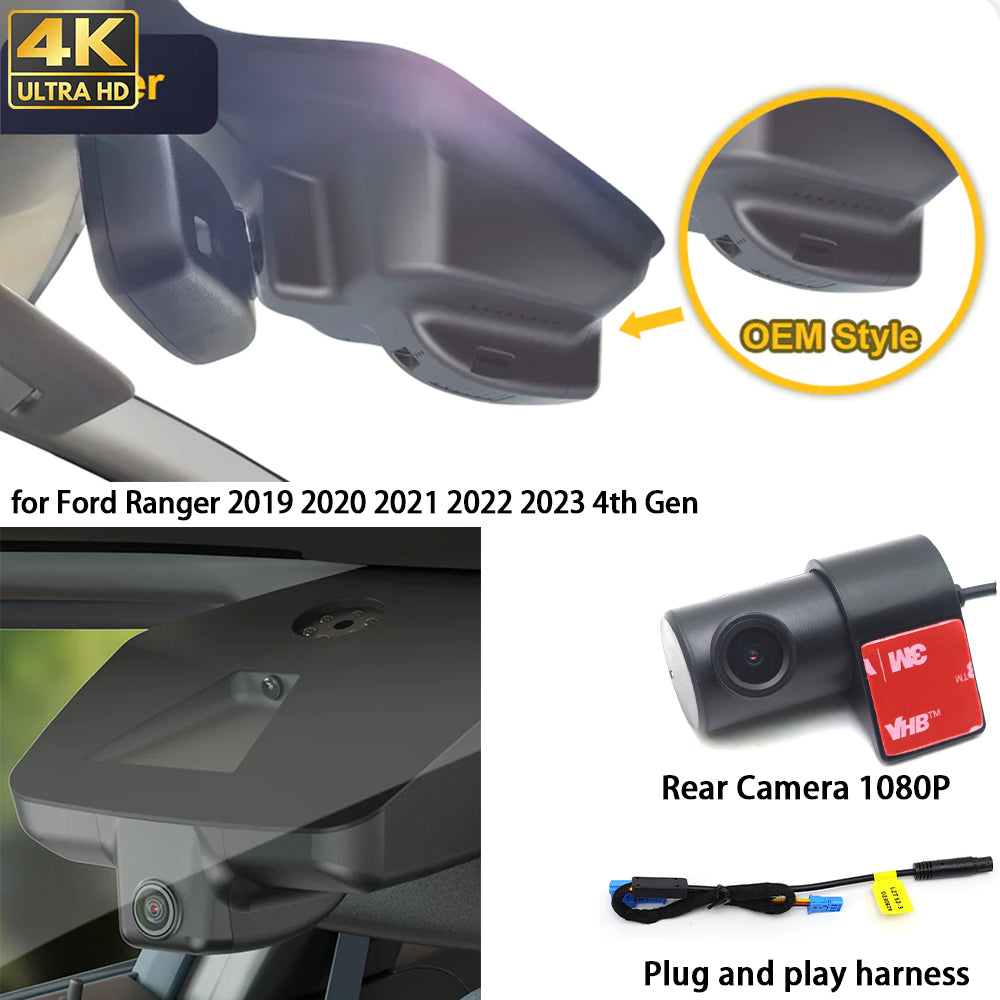 for Ford Ranger 2019 2020 2021 2022 2023 4th Gen 4K Dash Cam Wifi Camera Video Recorder