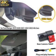 for Ford Ranger 2019 2020 2021 2022 2023 4th Gen 4K Dash Cam Wifi Camera Video Recorder
