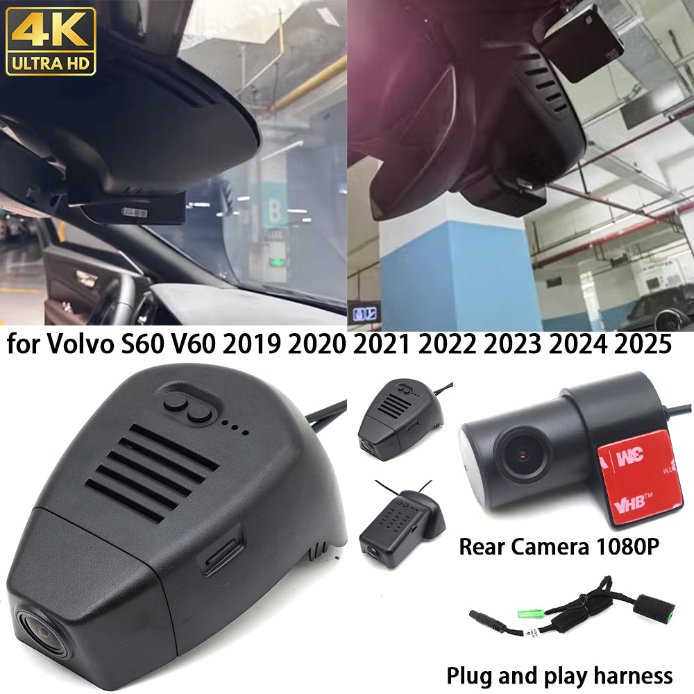 for Volvo S60 V60 2019 2020 2021 2022 2023 2024 2025 4K Dash Cam Wifi Camera Video Recorder