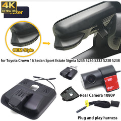 for Toyota Crown 16 Sedan Sport Estate Signia S235 S236 S232 S230 S238 4K Dash Cam Wifi Camera Video Recorder