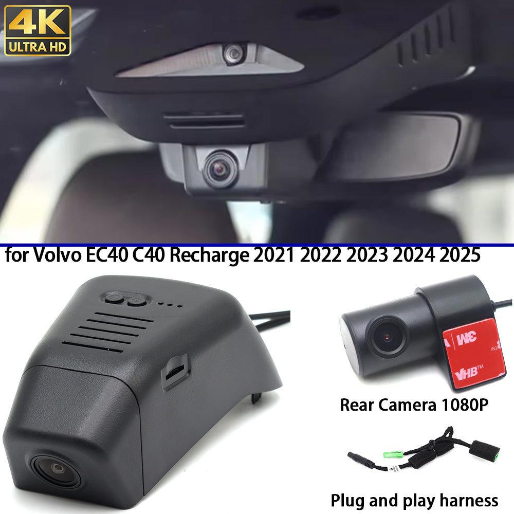 for Volvo EC40 C40 Recharge 2021 2022 2023 2024 2025 4K Dash Cam Wifi Camera Video Recorder