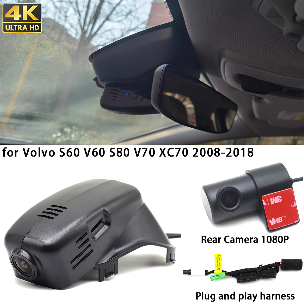 for Volvo S60 V60 S80 V70 XC70 2008-2018 4K Dash Cam Wifi Camera Video Recorder