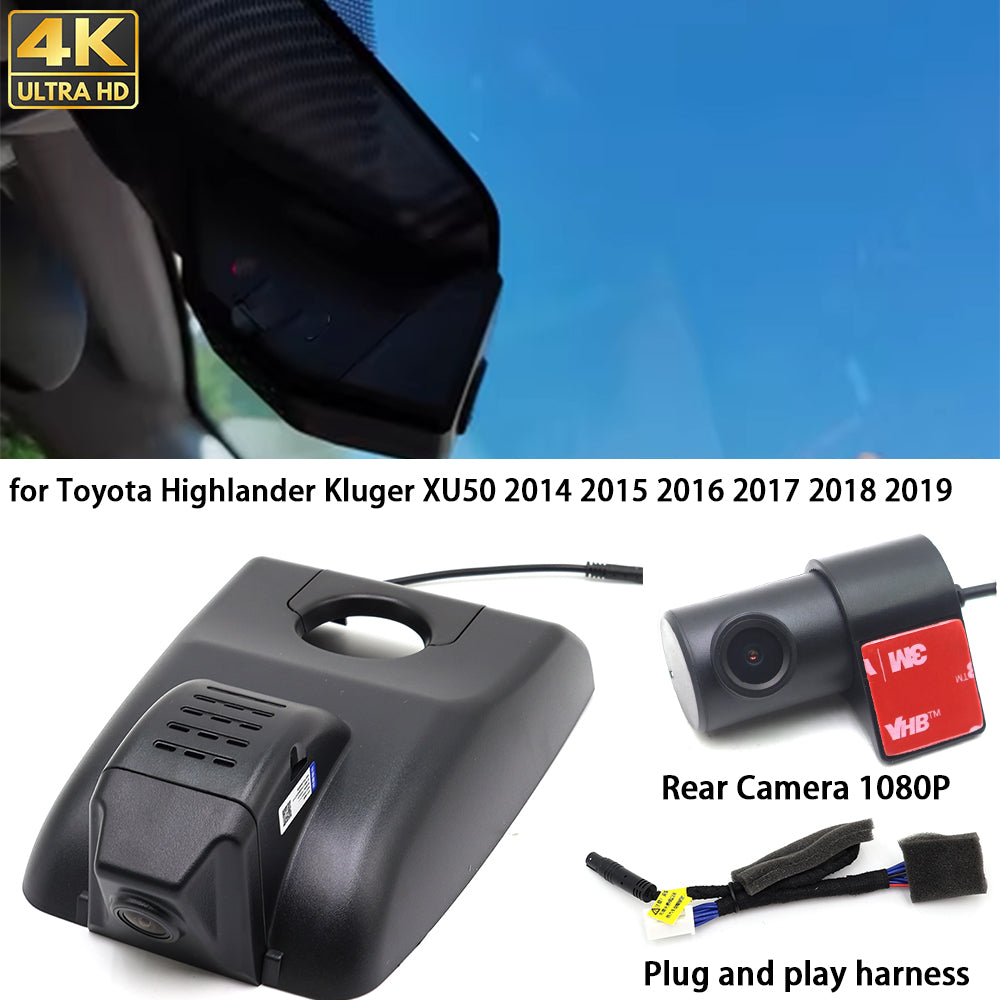 for Toyota Highlander Kluger XU50 2014 2015 2016 2017 2018 2019 4K Dash Cam Wifi Camera Video Recorder