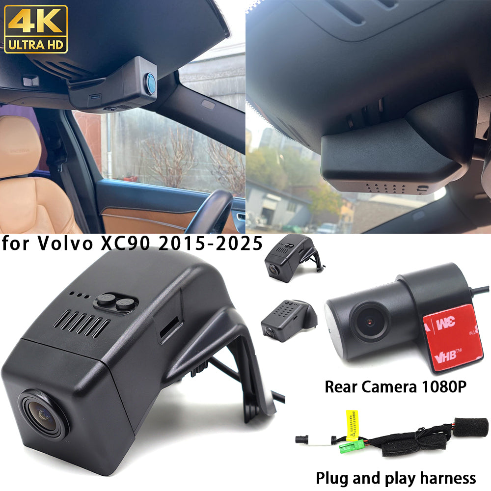 for Volvo XC90 2015-2025 4K Dash Cam Wifi Camera Video Recorder