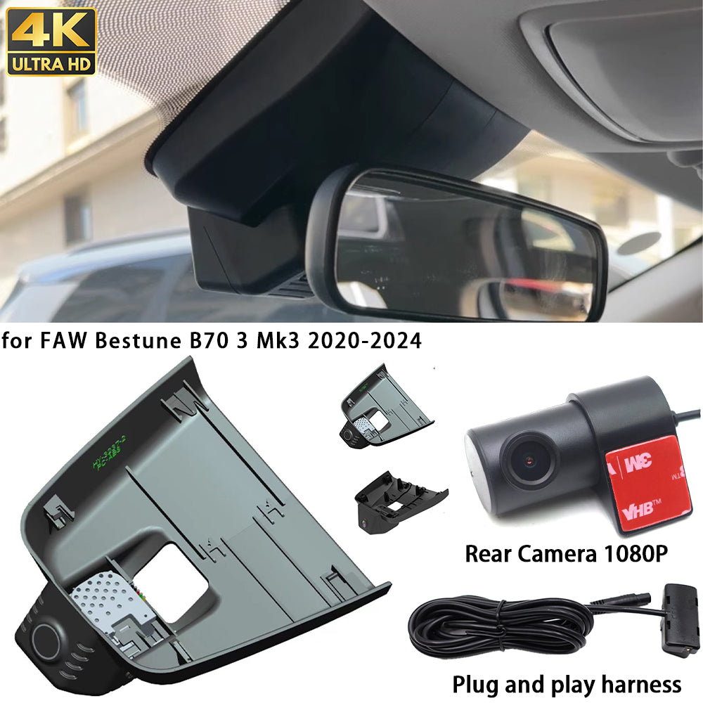 for FAW Bestune B70 3 Mk3 2020-2024 4K Dash Cam Wifi Camera Video Recorder