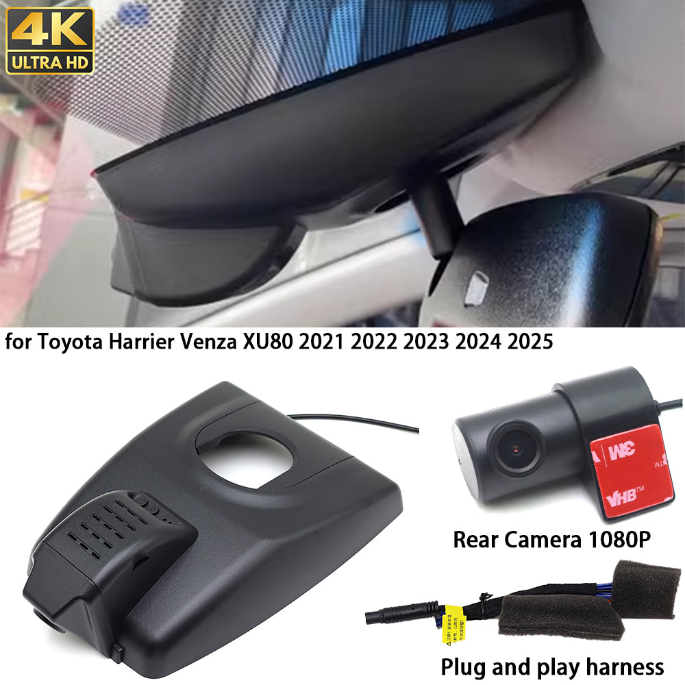 for Toyota Harrier Venza XU80 2021 2022 2023 2024 2025 4K Dash Cam Wifi Camera Video Recorder
