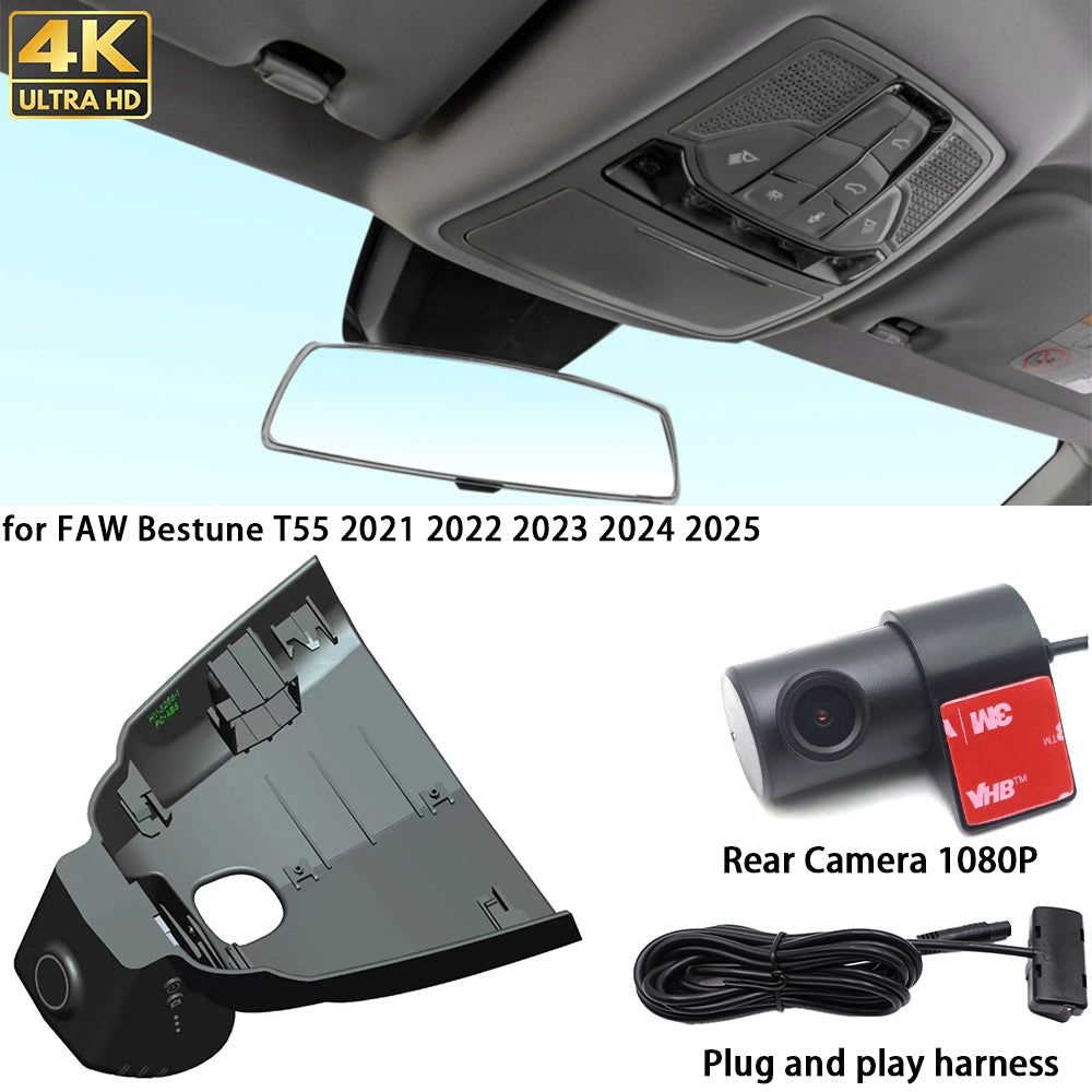 for FAW Bestune T55 2021 2022 2023 2024 2025 4K Dash Cam Wifi Camera Video Recorder