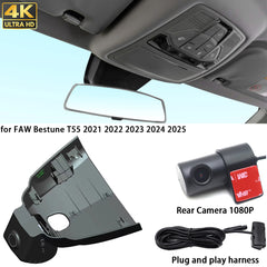for FAW Bestune T55 2021 2022 2023 2024 2025 4K Dash Cam Wifi Camera Video Recorder