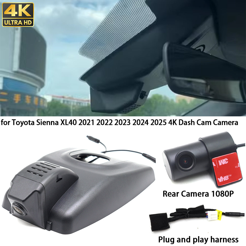 for Toyota Sienna XL40 2021 2022 2023 2024 2025 4K Dash Cam Wifi Camera Video Recorder