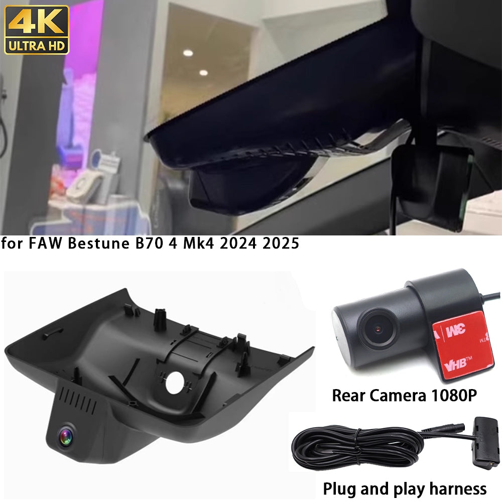 for FAW Bestune B70 4 Mk4 2024 2025 4K Dash Cam Wifi Camera Video Recorder