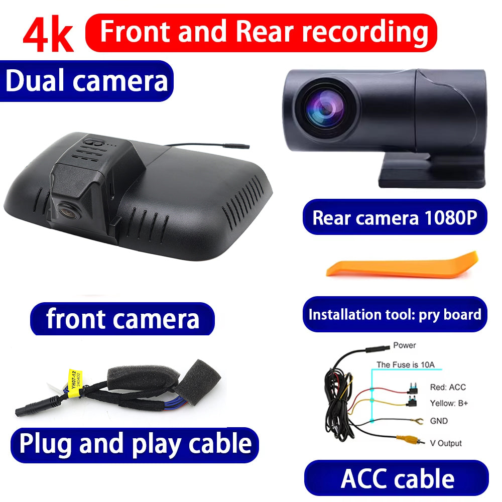 for Hongqi HS5 2019 2020 2021 2022 HUD 4K Dash Cam Wifi Camera Video Recorder