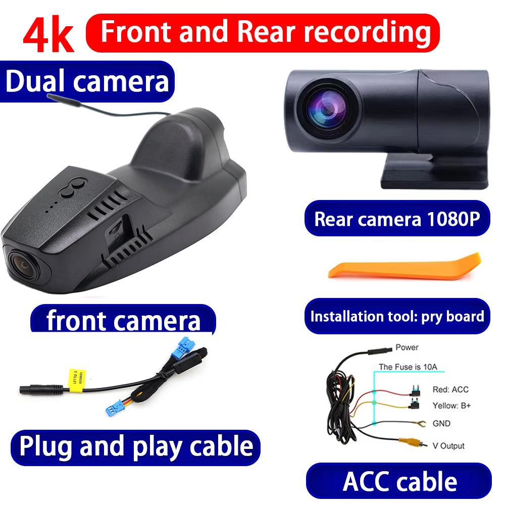 for Ford Kuga Escape 2013 2014 2015 2016 2017 2018 2019 4K Dash Cam Wifi Camera Video Recorder