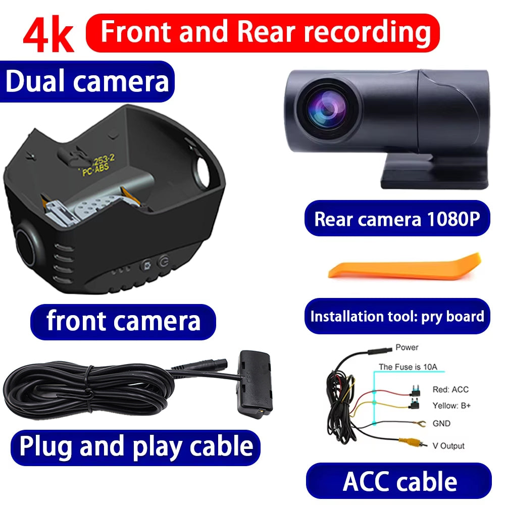 for FAW Bestune T90 Yueyi 07 2023 2024 2025 4K Dash Cam Wifi Camera Video Recorder