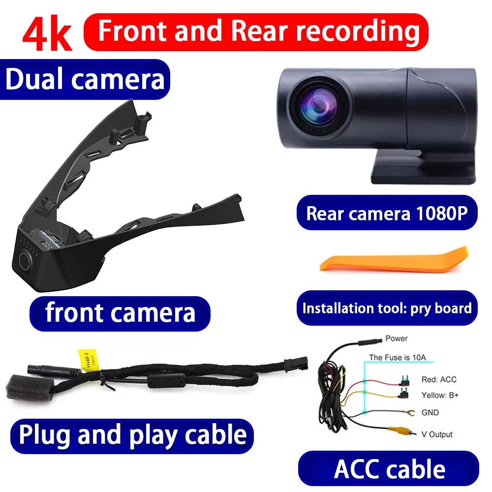 for Volkswagen VW Taos Facelift 2024 2025 4K Dash Cam Wifi Camera Video Recorder